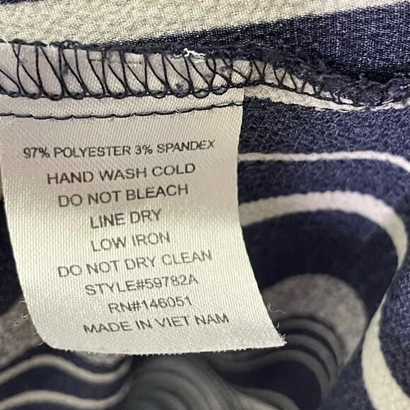 Monteau Belt A-Line Dress Striped Short Coastal Nautical Country Club Blue S - Picture 8 of 12